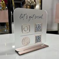 Soporte para Códigos QR de Acrílico Lavable Artful Cosmos, Altamente Atractivo, con Iluminación LED, Pantalla LCD, Fácil Montaje, Moderno y de Lujo