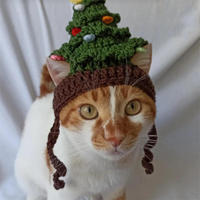 Chapeau de Noël en crochet adorable pour animaux de compagnie - Accessoire festif pour chats et chiens - Vente en gros