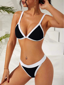 ชุดว่ายน้ำบิกินี่ทูพีซสายหนังของผู้หญิงชุดว่ายน้ำสามเหลี่ยมชุดชายหาดเซ็กซี่ใหม่2024มีในสต็อก - Product Image 2