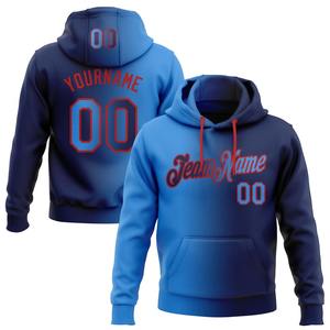 Sudadera con capucha personalizada cosida azul marino degradado Azul-Rojo moda deportes pulóver - Product Image 1