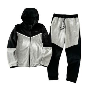 Haute qualité personnalisé 100% coton fermeture éclair survêtement survêtement blanc unisexe à capuche et pantalon de survêtement ensemble - Product Image 1