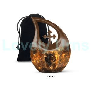 Urna de cremación de lágrima de carreras de tigre de la mejor calidad para adultos para cenizas humanas Urna cruzada de gota grande decorativa con bolsa de terciopelo gratis - Product Image 2