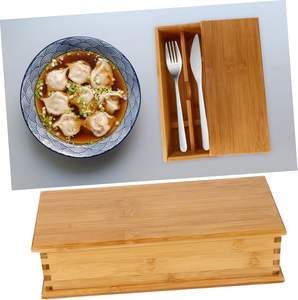 1Pc Bamboo Cutlery <b>Box</b> Spoon Fork <b>Storage</b> <b>Storage</b> Containers Utensil <b>Storage</b> Container with Lid Silverware <b>Chest</b> - Product Image 6