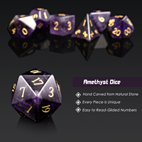 Dés en pierre naturelle d'améthyste, dés D&D œil de chat, dés polyédriques faits à la main en pierre pour jeux de table, cristal violet