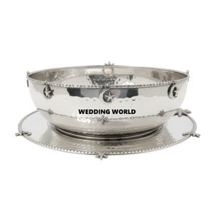 Bol à chocolat martelé en métal avec assiette, forme ronde, bol à bonbons décoratif, bol à chocolat élégant et classique - Product Image 2