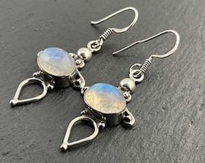 Pendientes Colgantes de Latón con Piedra Lunar Natural de 9x12mm, Precio al por Mayor - Product Image 1