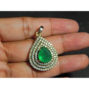 Colgante de Plata de Ley 925 Hecho a Mano con Circonita, Diseño de Número Único, Joyería de Plata Clásica Hecha a Mano, Regalo - Product Image 1