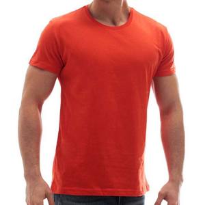 Camiseta de Hombre de Cuello Redondo, Color Naranja, Estilo Casual, Ajustada, Diseño Moderno, Único, de Algodón - Product Image 1