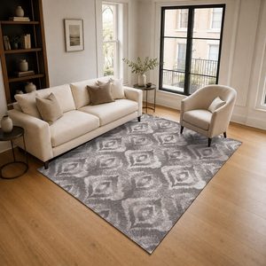 Tapis de salon en chenille gris argenté vintage oriental imprimé numériquement, lavable en machine, antidérapant, vente en gros RUGS DEPOT LXDP-0237 - Product Image 2