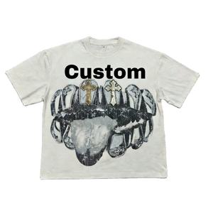 T-shirts personnalisés imprimés à l'écran, fabriqués en tissu de coton biologique de haute qualité, vêtements décontractés tendance unisexes, motif uni moderne, tricoté - Product Image 1