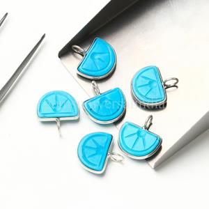 Colgante de Turquesa Azul Natural Tallado en Forma de Fruta de Naranja, Plata de Ley, Oro Vermeil, Joyería de Piedras Preciosas, Cristal Curativo - Product Image 6