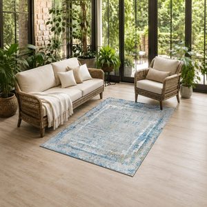 Tapis de salon en chenille gris argenté à motif design imprimé numériquement, lavable en machine, antidérapant - RUGS DEPOT LXDP-1023 (vente en gros) - Product Image 6