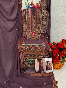 Atractivo Georgette Pakistani Salwar Kameez con bordado pesado secuencia trabajo elegante traje de La India para fiesta boda desgaste - Product Image 2