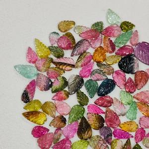 Pierre précieuse en tourmaline rose sculptée à la main, pierre naturelle en vrac, certifiée IGI, taille 8-10 mm, forme de feuille, pour la fabrication de bijoux - HARI OM - Product Image 5