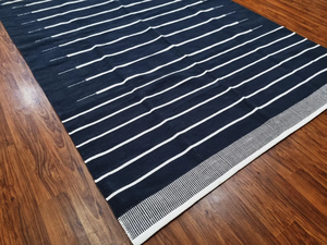 Tapis en laine tissé à la main tapis en laine moderne noir blanc tapis à rayures salon chambre d'enfants tapis de cuisine - Product Image 5