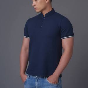 Nouveau polo à col montant pour hommes 100% coton personnalisé conception en gros brodé Logo à manches courtes homme t-shirt polo - Product Image 2