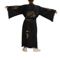 Robe de chambre turque Kaftan 100% coton Teinture naturelle Longue à capuche Noire Maison Hôtel Spa Plage Bonne qualité Grande taille Meilleur prix