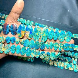 หินอัญมณี shattuckite เกรด AAA คู่หินโมราสีเขียวสวยคุณภาพสูง - Product Image 2