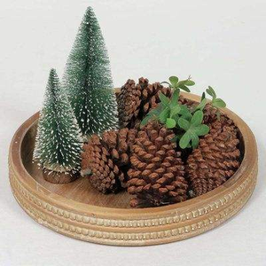 PLATEAU DÉCORATIF ROND EN BOIS COUPÉ Plateau de service rond en bois Grand plateau rond en bois par glowin fashion - Product Image 2