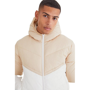 Blouson matelassé bicolore unisexe à capuche, manteau d'hiver matelassé, isolé, zippé, imperméable, vêtement d'extérieur chaud, logo personnalisé disponible, 100 grammes - Product Image 4