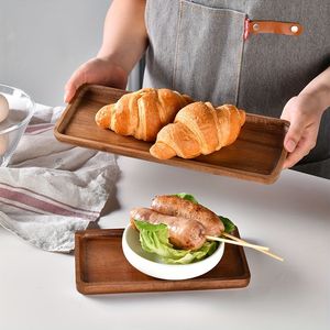 Plateau de service en bois rectangulaire fait main design unique solide et durable pour un usage quotidien servant des boissons en-cas - Product Image 3