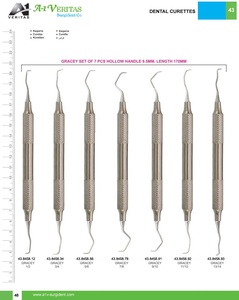 Juego de curetas dentales Gracey de la mejor calidad de 7 piezas, Instrumentos dentales certificados CE de acero inoxidable reutilizables manuales, precio al por mayor - Product Image 2