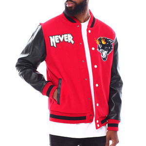 Top Design Hommes Broderie Toile Varsity Veste avec Logo Avant Patches Col Montant Street Wear Baseball Letterman Style - Product Image 1