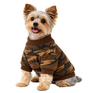 Classic Camo Dog Sweatshirt Warm <b>Fleece</b> Pullover for Small Dogs Stylish Camouflage Pet Apparel with Ribbed Trim - Product Image 1