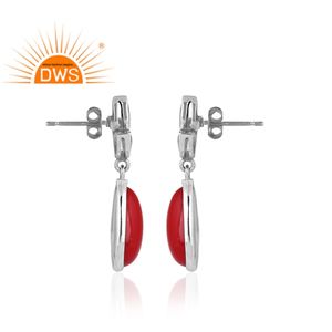 Pendientes colgantes de piedras preciosas cultivadas de Coral de plata de ley oxidada superventas, joyería personalizada para mujer, regalo para ella - Product Image 3