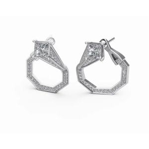 Boucles d'oreilles exclusives en or 14 carats Victoria Timeless Structure avec diamants de laboratoire taille ronde, vente en gros pour les professionnels - Product Image 4