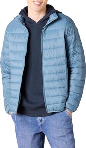 US Size Custom Mens Blue Hooded Puffer Jacket Heavy Duty Zipper Lightweight Winter <b>Bubble</b> <b>Coat</b> - Product Image 6