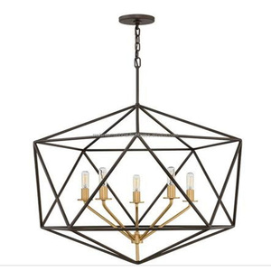 Lampada a sospensione in <span class=keywords><strong>metallo</strong></span> di ferro paralume in filo leggero <span class=keywords><strong>vintage</strong></span> industriale nero - Product Image 3