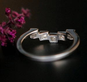 10k or laboratoire cultivé diamant bande de mariage laboratoire diamant bijoux géométrique princesse coupe diamant bande bague de fiançailles cadeau pour l'amour - Product Image 5