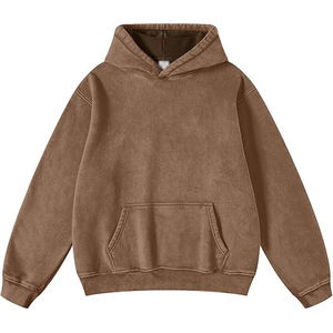 Sudadera con capucha lavada Vintage de gran tamaño desgastada pesada para hombre Sudadera con capucha bordada de invierno básica con estampado DTG personalizado de alta calidad al por mayor - Product Image 1