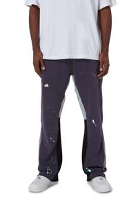 2023 새로운 남성 스택 바지 컬러 블록 땀 바지 플레어 낙서 페인트 스플래터 패치 워크 바지 남성용 - Product Image 4