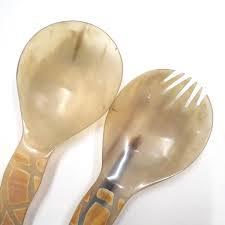 Factory Wholesale Natural Horn <b>Salad</b> <b>Server</b> Sets Attractive Horn <b>Salad</b> Serving Spoon and Fork Hand Serving Spoon Horn Cutlery - Product Image 2