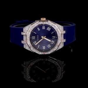 Montre pour homme époustouflante avec diamants naturels, design moderne et élégant, boîtier en acier inoxydable, mouvement mécanique, résistante à l'eau - Product Image 3