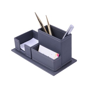 Ensemble organisateur de bureau en cuir 3-en-1 accessoire de bureau avec étui à stylos boîte à stylos et porte-stylo de rangement pour papeterie - Product Image 6