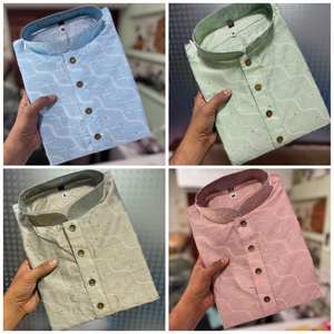 Kurta Pyjama Prêt-à-Porter pour Homme en Rayonne, Soie et Coton, Brodé de Paillettes, Style Indien et Pakistanais, Idéal pour les Festivals et les Fêtes - Product Image 3