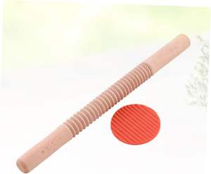 1pc Embossed Rolling Pin Wooden Pasta Roller Fondant Roller Non-stick Rolling Pin Wood Roller - Product Image 2
