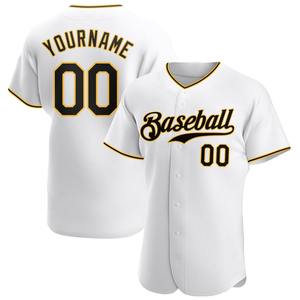 Ropa de equipo personalizada más vendida, camiseta de béisbol auténtica blanca, negra y dorada personalizada - Product Image 1