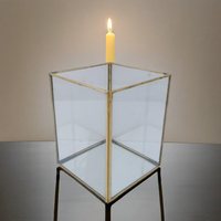 Lanterne carrée en verre pour bougie, support de bougie chauffe-plat fait main, décoration de Noël pour la maison – Offre Spéciale