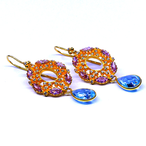 Juego de pendientes colgantes de plata de ley 925 para mujer, piedra preciosa de topacio hidropático rosa a la moda, chapado en oro, forma de mariposa, aniversario - Product Image 3