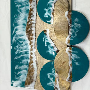 Tablas de Servir de Madera de Acacia y Resina Epoxi Personalizadas de Fábrica, Tablas de Cortar Ecológicas para Cocina, Tabla de Quesos y Charcutería, Tabla para Filetes - Product Image 1