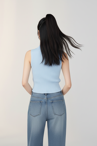 Fashion Cotton Ribbed Crop <b>Polo</b> Tank for <b>Women</b> Stretchy Sleeveless Collared Knit <b>Top</b> Comfortable Summer Daily Outfit Clothing - Product Image 3