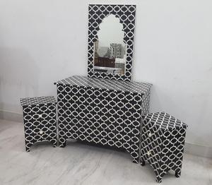 Elegante diseño Floral incrustaciones de hueso plata redonda estilo Art Deco Marco de espejo de pared ajustable conjunto accesorios de decoración del hogar - Product Image 2