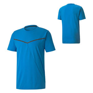 Camiseta deportiva de manga corta con cuello redondo y rayas en chevron azul brillante para hombre, camiseta de rendimiento para gimnasio y entrenamiento - Product Image 1