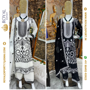 เสื้อ georgette และพลาซโซพร้อม dupatta แฟนซีชุดปาร์ตี้ออกแบบใหม่ - Product Image 3