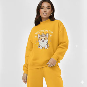 Sweat-shirt long oversize à col montant pour femme, style streetwear Philadelphie, décontracté, mode automne-hiver, tenue douce et chaude - Product Image 1