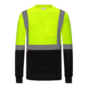 เสื้อยืดโพลีเอสเตอร์แขนยาวสะท้อนแสงเรืองแสงมองเห็นได้ชัดเจนเสื้อทำงานเพื่อความปลอดภัยระบายอากาศสำหรับการก่อสร้างคลังสินค้า - Product Image 2